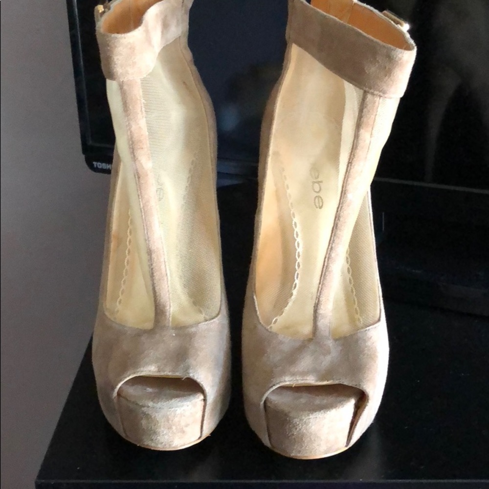 BeBe peep toe booties